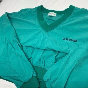 Vintage 90s Izod nylon green puffer pull over